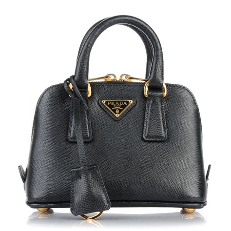 PRADA Saffiano Lux Mini Promenade Tote Black 